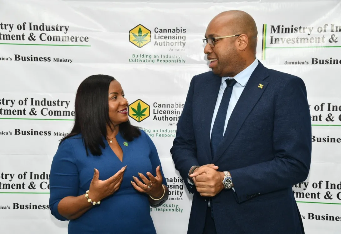 Delano Seivreight converses with CEO Cannabis Licensing Authority Farrah Blake